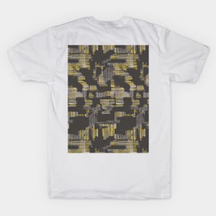 Abstract stripes yellow gray T-Shirt